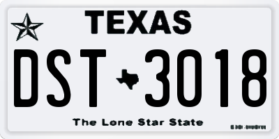 TX license plate DST3018