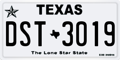 TX license plate DST3019