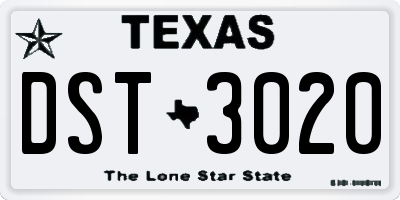 TX license plate DST3020