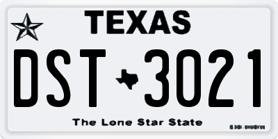 TX license plate DST3021