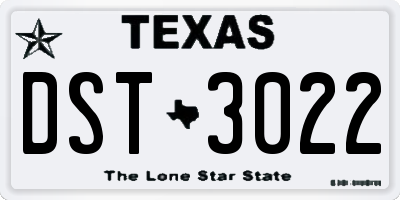 TX license plate DST3022