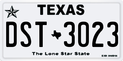 TX license plate DST3023