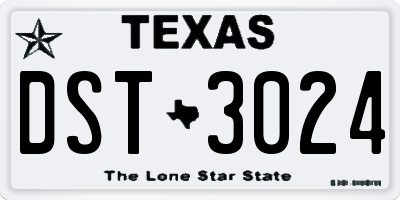 TX license plate DST3024