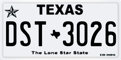 TX license plate DST3026