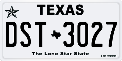 TX license plate DST3027