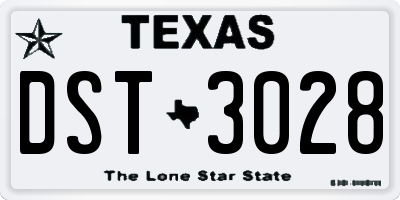 TX license plate DST3028
