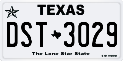 TX license plate DST3029