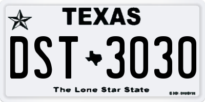 TX license plate DST3030