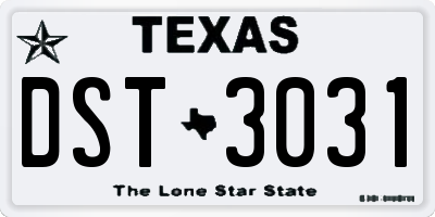TX license plate DST3031