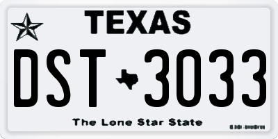 TX license plate DST3033