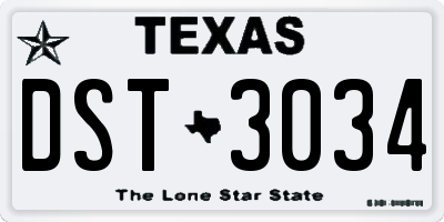 TX license plate DST3034
