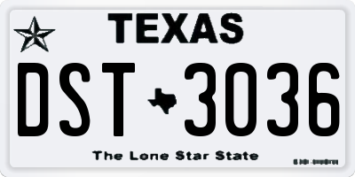 TX license plate DST3036