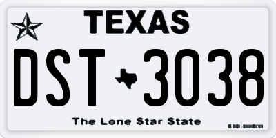 TX license plate DST3038