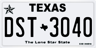 TX license plate DST3040