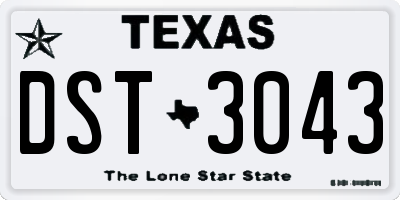 TX license plate DST3043