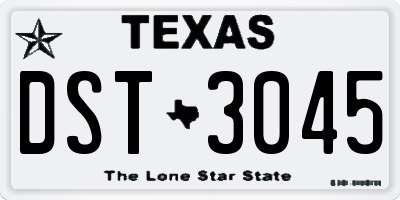 TX license plate DST3045