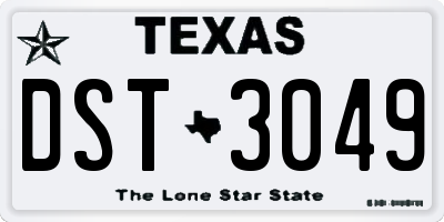 TX license plate DST3049