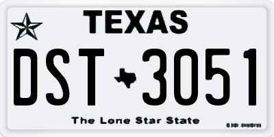 TX license plate DST3051