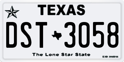 TX license plate DST3058