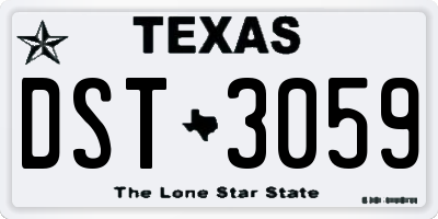 TX license plate DST3059