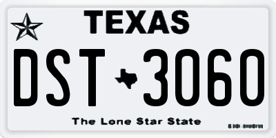 TX license plate DST3060