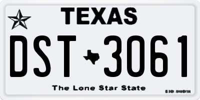 TX license plate DST3061