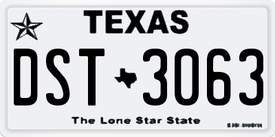 TX license plate DST3063
