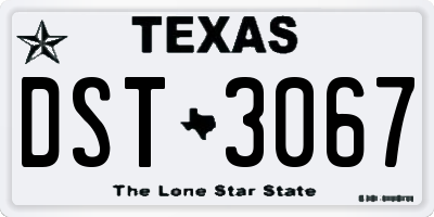 TX license plate DST3067