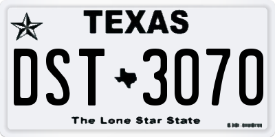 TX license plate DST3070