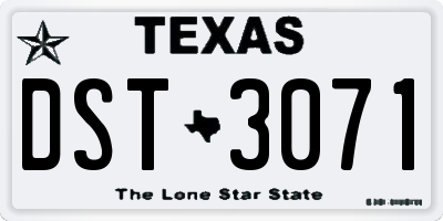 TX license plate DST3071