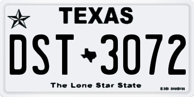 TX license plate DST3072