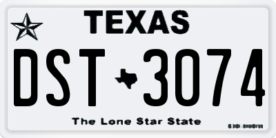 TX license plate DST3074