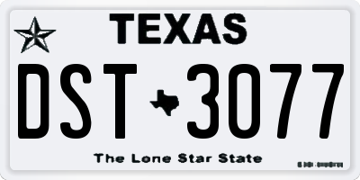 TX license plate DST3077