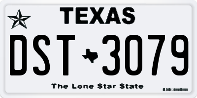 TX license plate DST3079