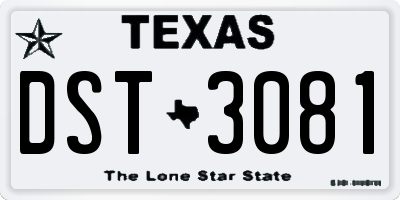 TX license plate DST3081