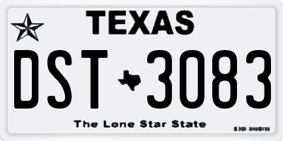 TX license plate DST3083