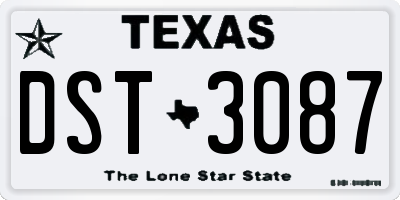 TX license plate DST3087