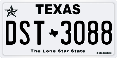 TX license plate DST3088