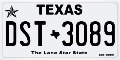 TX license plate DST3089