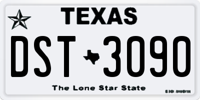 TX license plate DST3090