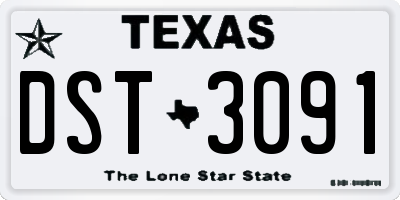TX license plate DST3091