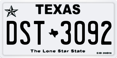 TX license plate DST3092