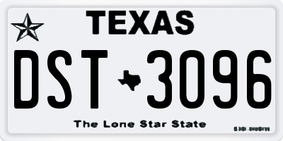 TX license plate DST3096