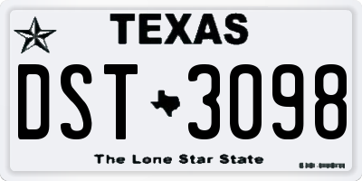 TX license plate DST3098