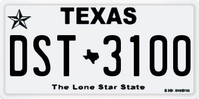 TX license plate DST3100