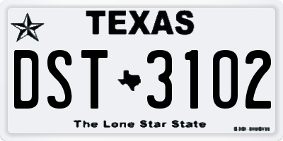 TX license plate DST3102