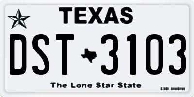 TX license plate DST3103