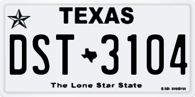 TX license plate DST3104