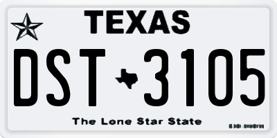 TX license plate DST3105