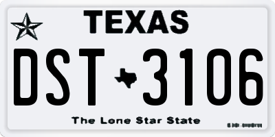 TX license plate DST3106
